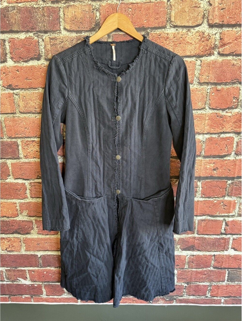 Free People Women Duster Fit & Flare Jacket Long Sleeve Button Up Size Small